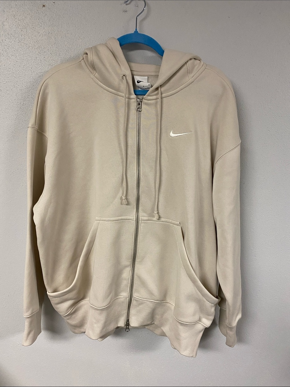 Nike Tan Full-Zip Hoodie with White Swoosh. NWT Size M